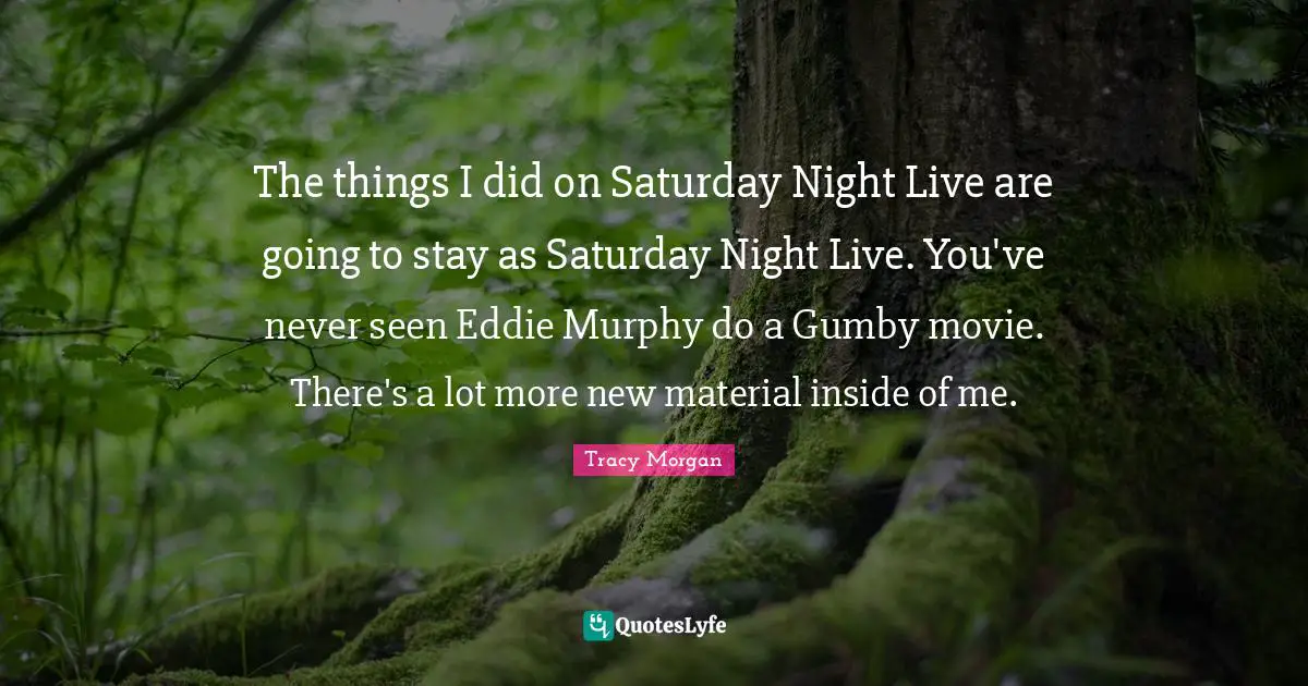 The things I did on Saturday Night Live are going to stay as Saturday Night Live. You've never seen Eddie Murphy do a Gumby movie. There's a lot more new material inside of me.