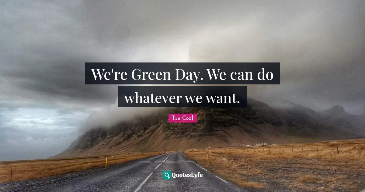We're Green Day. We can do whatever we want.