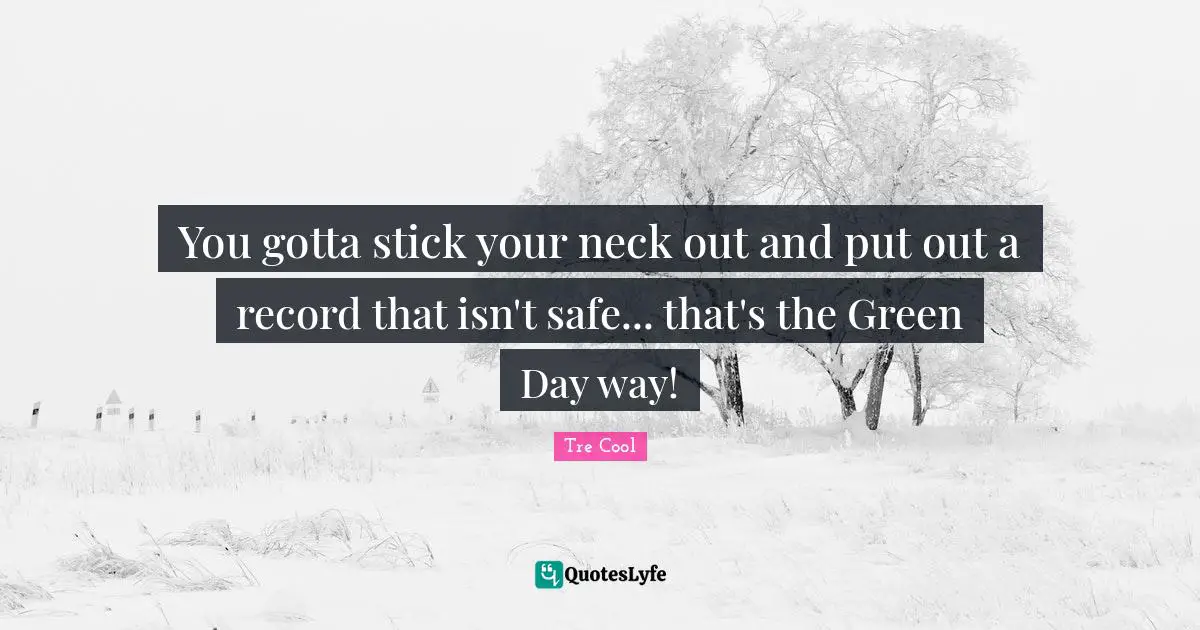 You gotta stick your neck out and put out a record that isn't safe... that's the Green Day way!