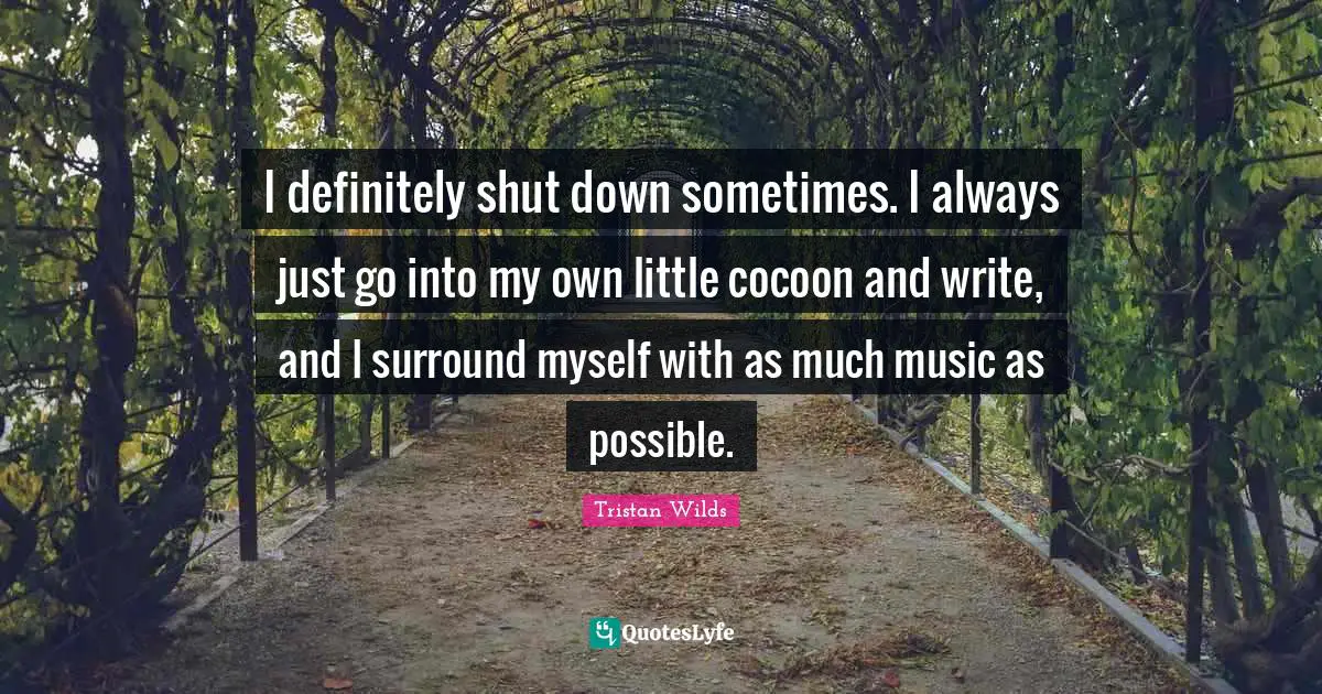 I definitely shut down sometimes. I always just go into my own little cocoon and write, and I surround myself with as much music as possible.
