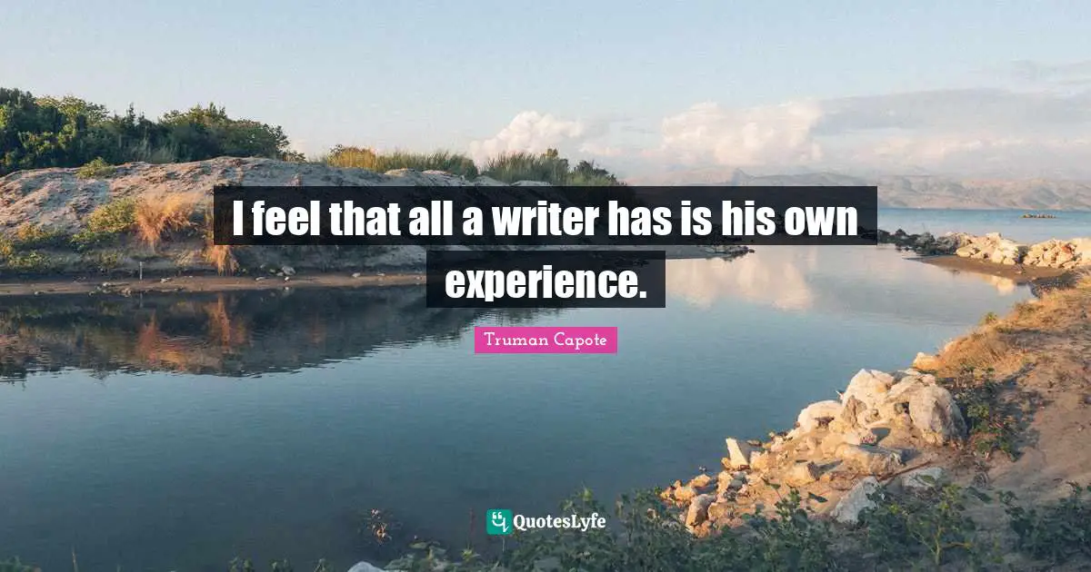 I feel that all a writer has is his own experience.