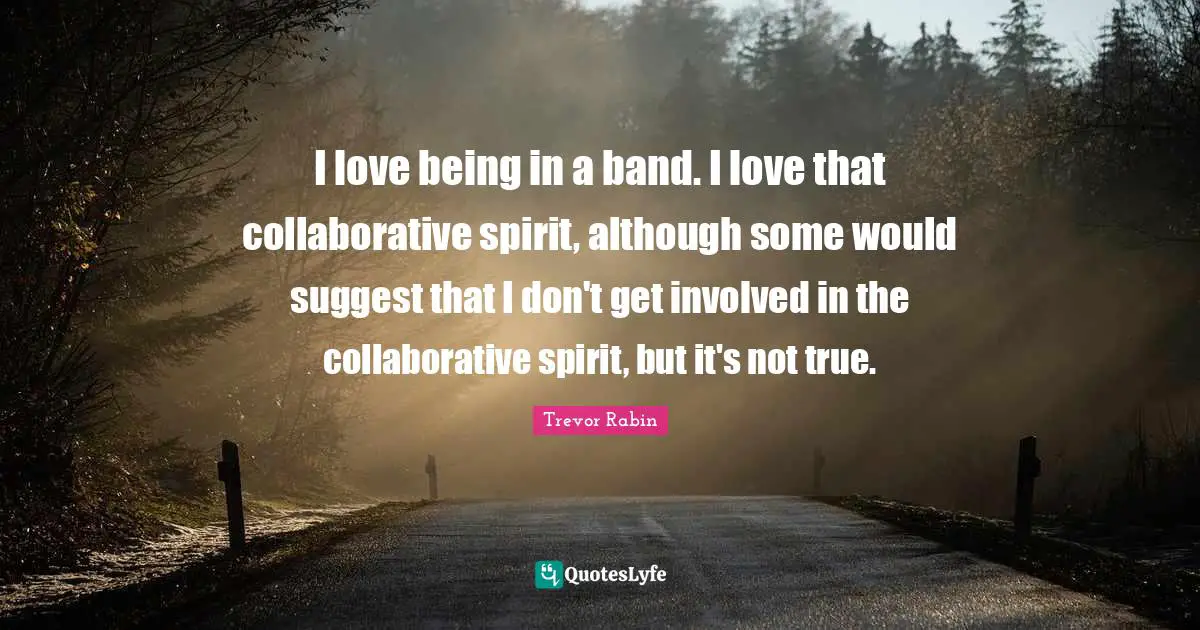 I love being in a band. I love that collaborative spirit, although some would suggest that I don't get involved in the collaborative spirit, but it's not true.