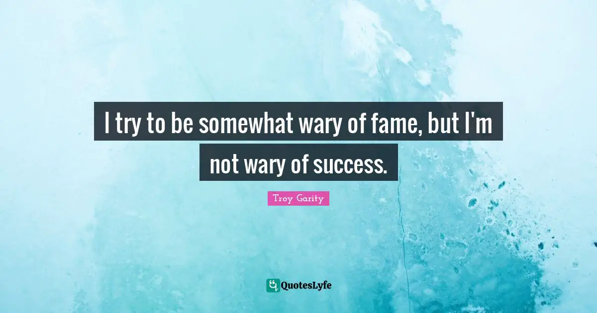 I try to be somewhat wary of fame, but I'm not wary of success.