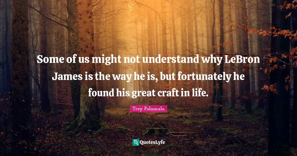 Some of us might not understand why LeBron James is the way he is, but fortunately he found his great craft in life.