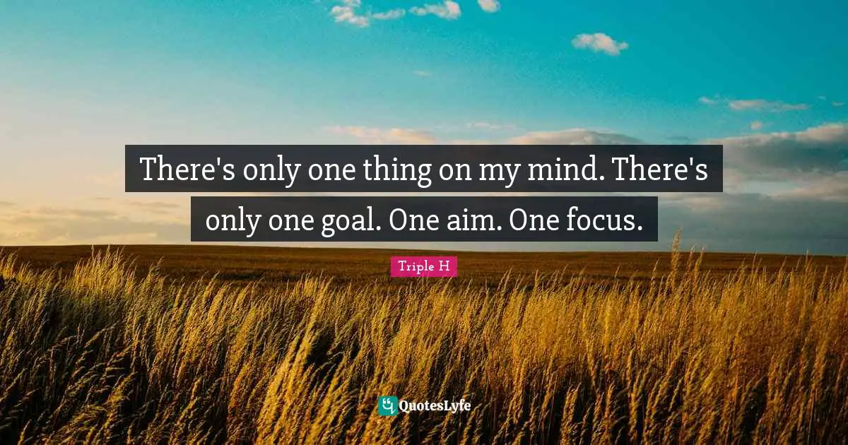 Focus Quotes: "There's only one thing on my mind. There's only one goal. One aim. One focus."