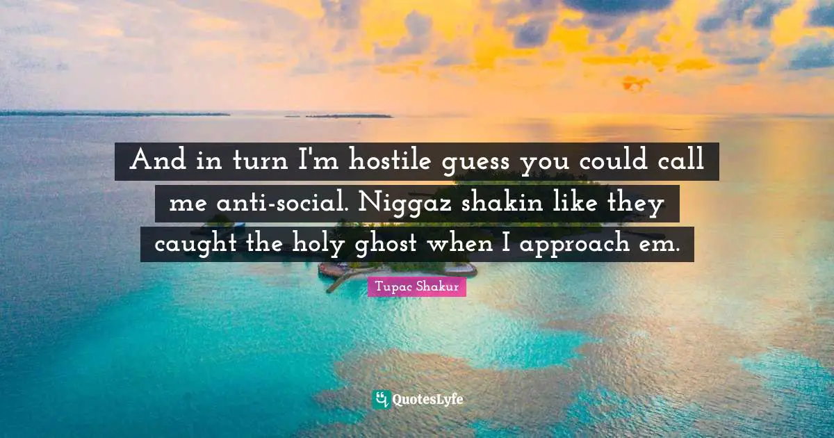 And in turn I'm hostile guess you could call me anti-social. Niggaz shakin like they caught the holy ghost when I approach em.