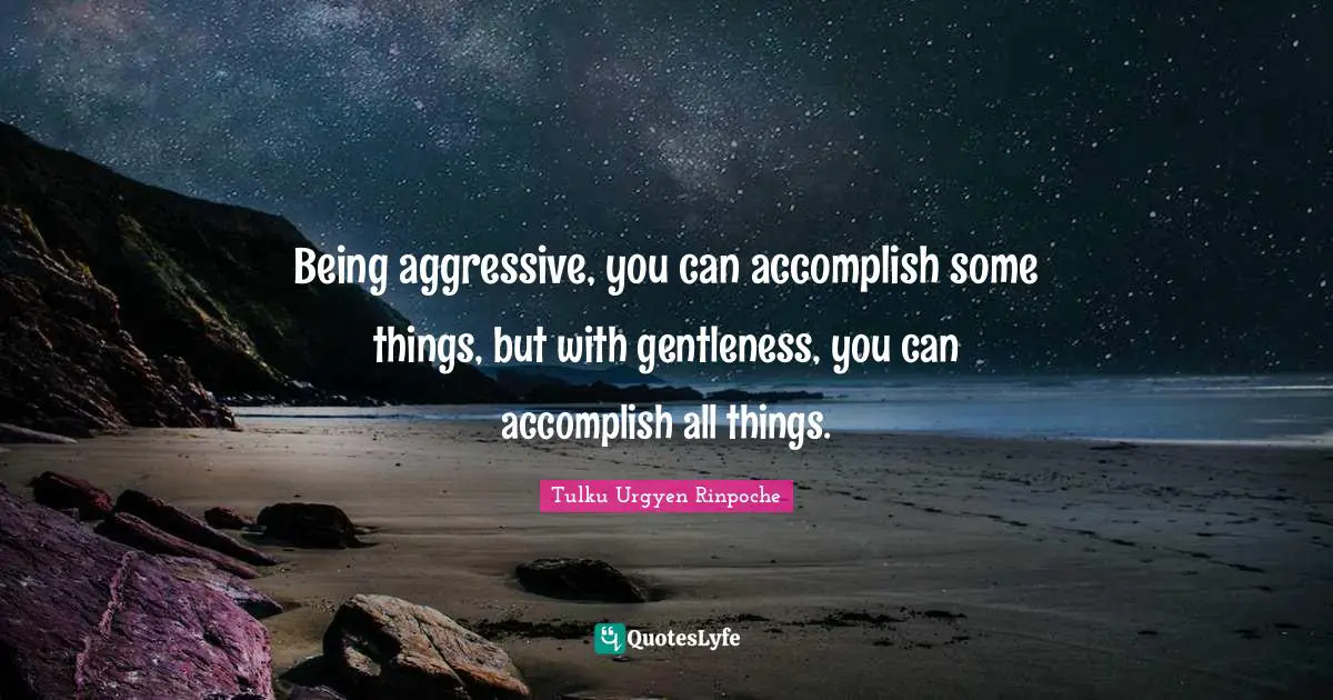 Aggressive Quotes: "Being aggressive, you can accomplish some things, but with gentleness, you can accomplish all things."