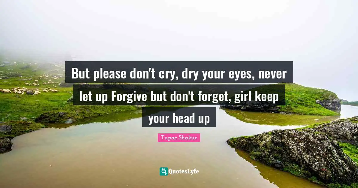 But please don't cry, dry your eyes, never let up Forgive but don't forget, girl keep your head up