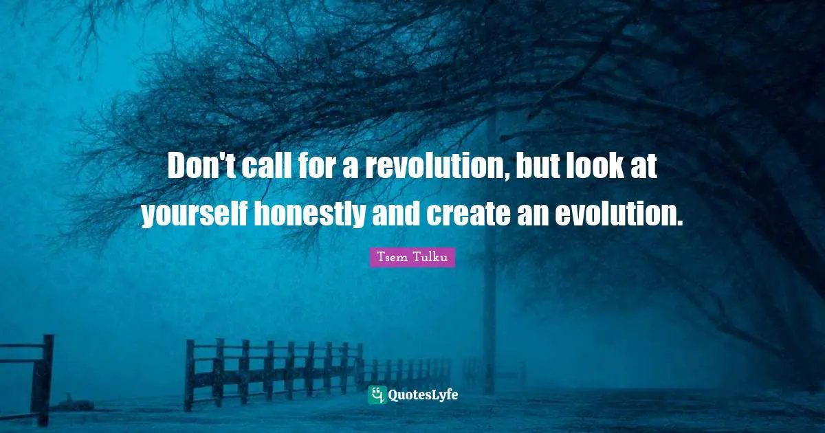 Don't call for a revolution, but look at yourself honestly and create an evolution.