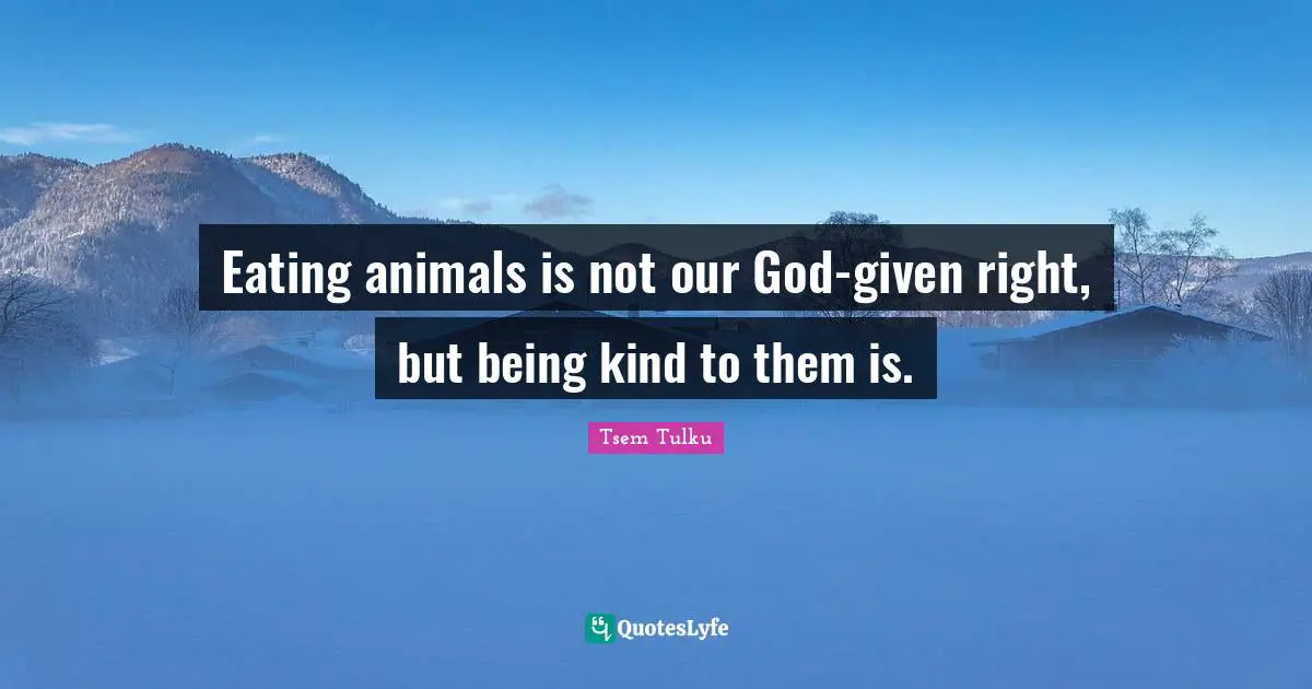 Eating animals is not our God-given right, but being kind to them is.