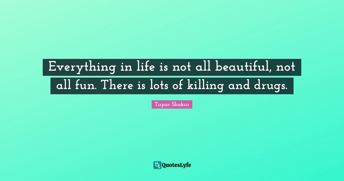 Everything in life is not all beautiful, not all fun. There is lots of killing and drugs.