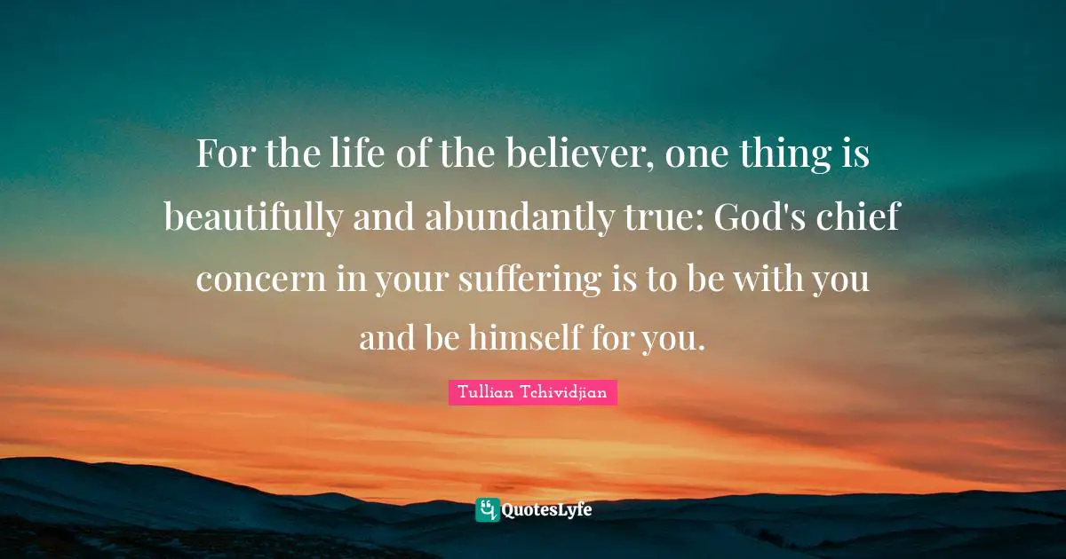 For the life of the believer, one thing is beautifully and abundantly true: God's chief concern in your suffering is to be with you and be himself for you.