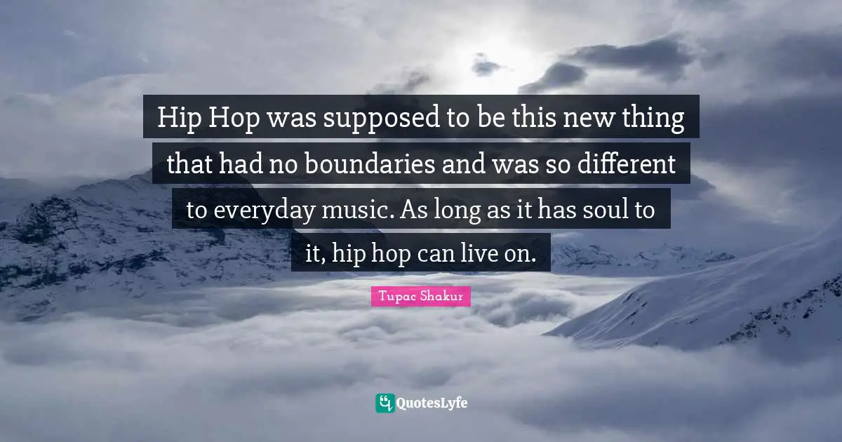 No Boundaries Quotes: "Hip Hop was supposed to be this new thing that had no boundaries and was so different to everyday music. As long as it has soul to it, hip hop can live on."