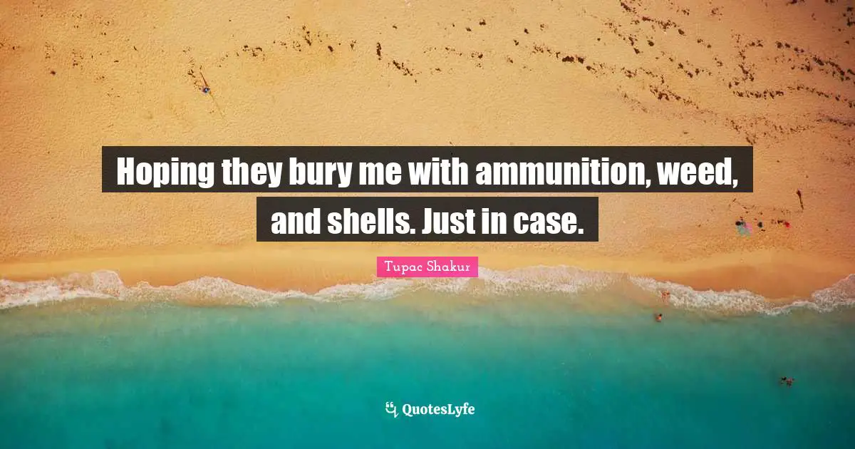 Hoping they bury me with ammunition, weed, and shells. Just in case.