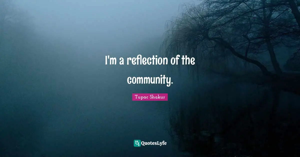 I'm a reflection of the community.