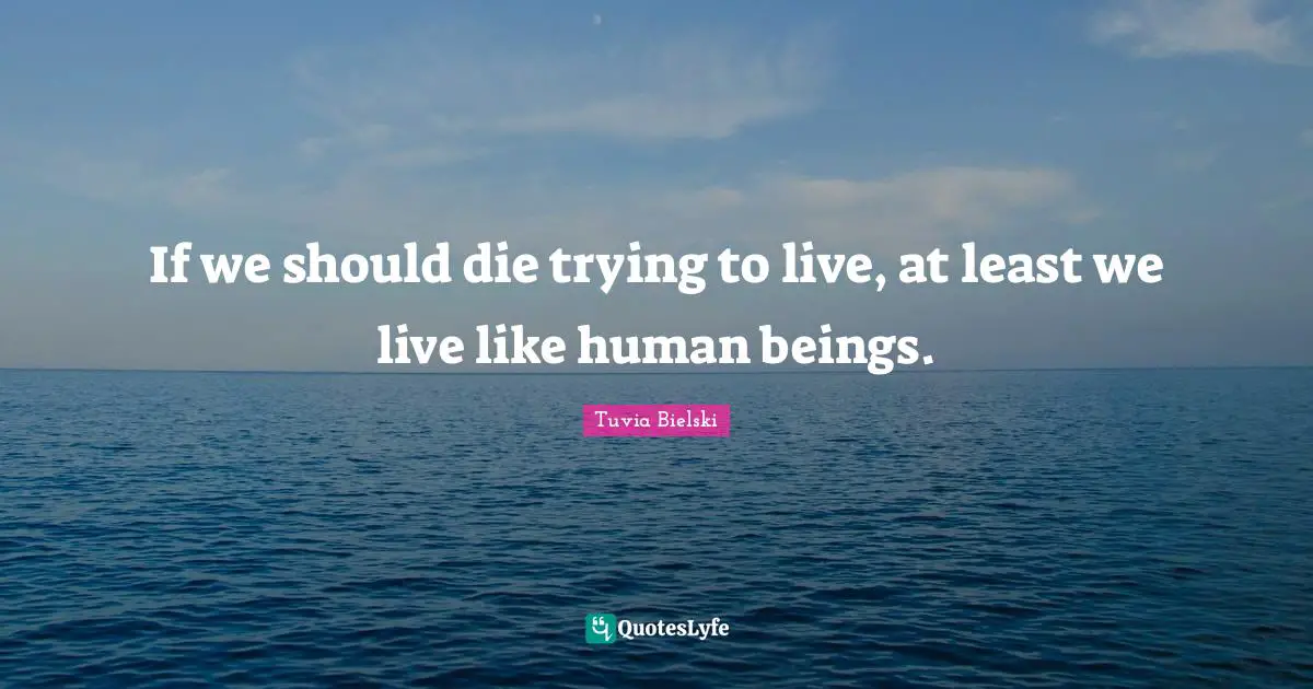 If we should die trying to live, at least we live like human beings.