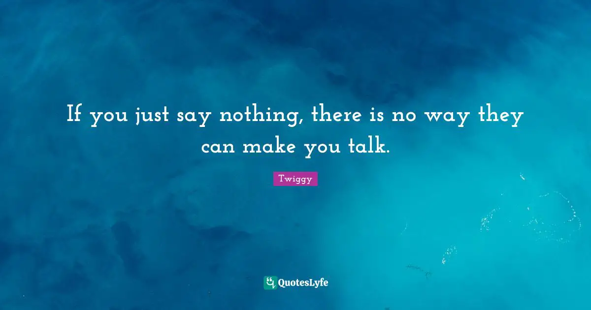 If you just say nothing, there is no way they can make you talk.