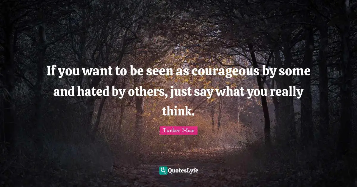 If you want to be seen as courageous by some and hated by others, just say what you really think.