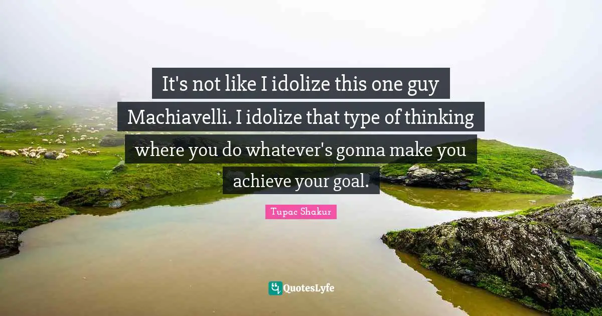 It's not like I idolize this one guy Machiavelli. I idolize that type of thinking where you do whatever's gonna make you achieve your goal.