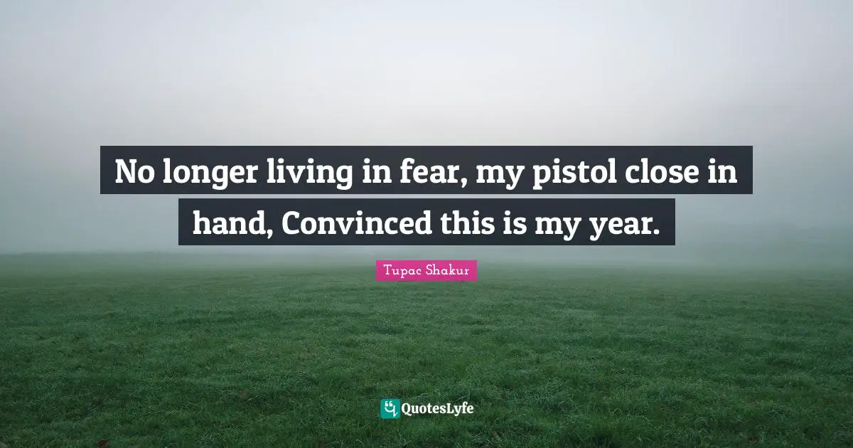 No longer living in fear, my pistol close in hand, Convinced this is my year.