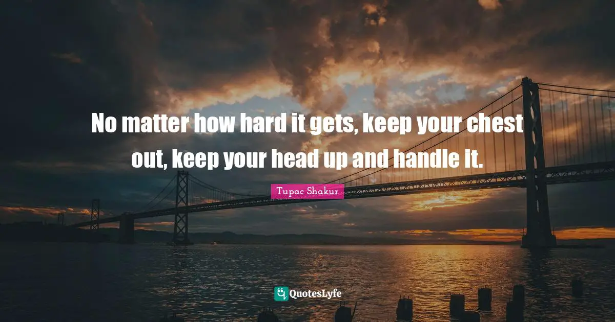 Handle Quotes: "No matter how hard it gets, keep your chest out, keep your head up and handle it."