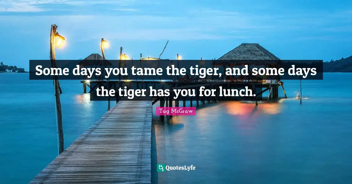 Lunch Quotes: "Some days you tame the tiger, and some days the tiger has you for lunch."