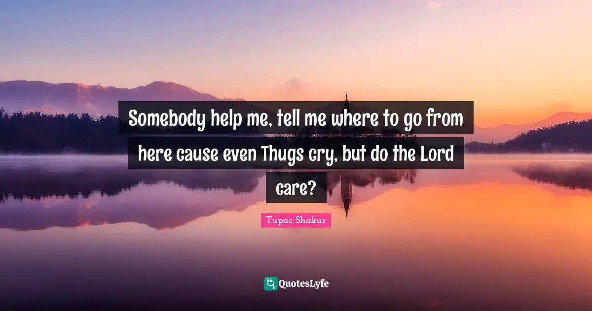 Thug Quotes: "Somebody help me, tell me where to go from here cause even Thugs cry, but do the Lord care?"