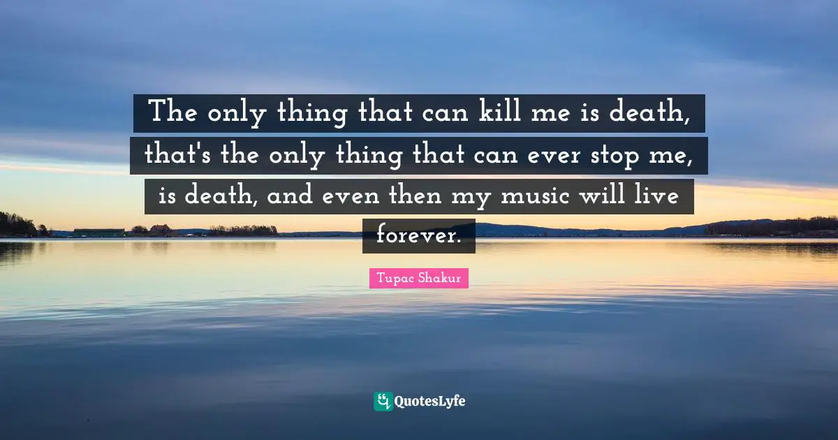 The only thing that can kill me is death, that's the only thing that can ever stop me, is death, and even then my music will live forever.