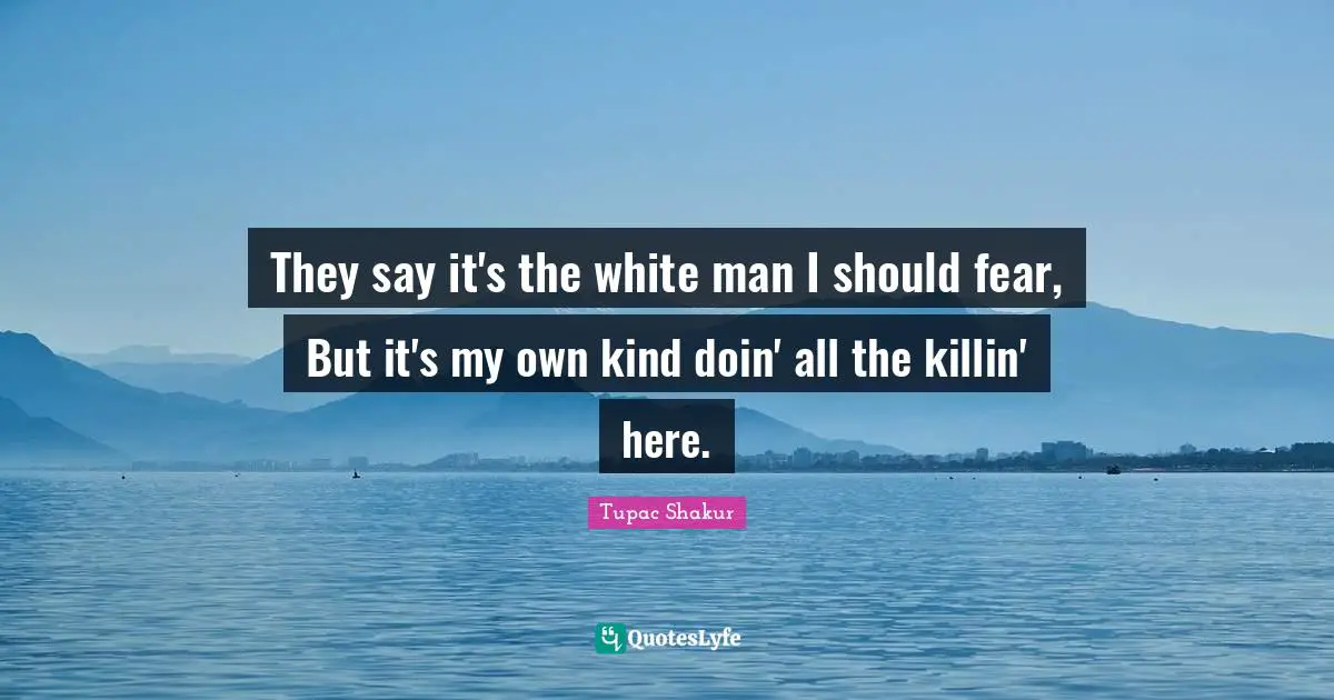 They say it's the white man I should fear, But it's my own kind doin' all the killin' here.