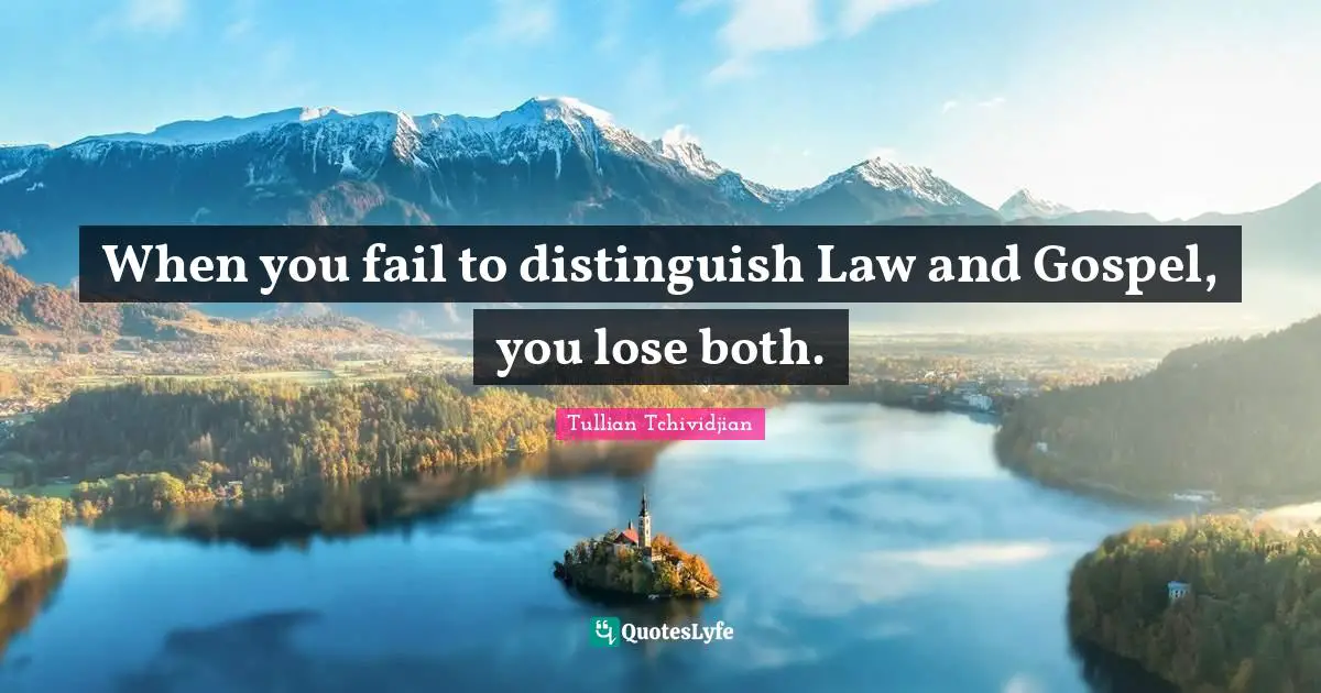 Tullian Tchividjian Quotes: "When you fail to distinguish Law and Gospel, you lose both."