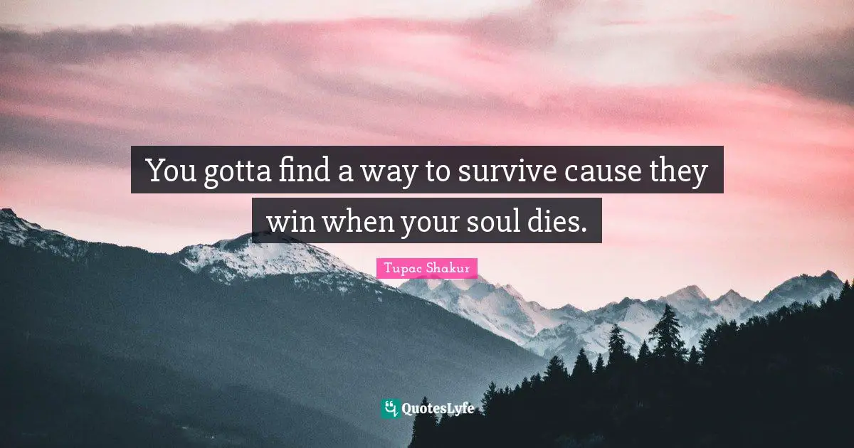 You gotta find a way to survive cause they win when your soul dies.