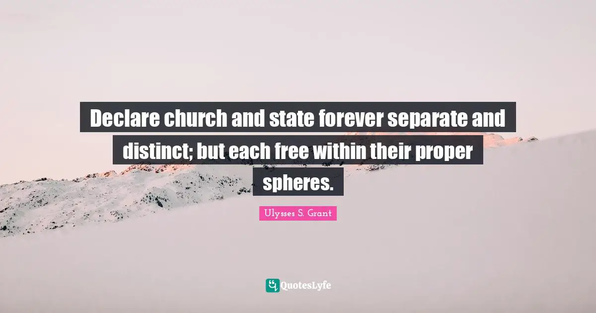Declare church and state forever separate and distinct; but each free within their proper spheres.