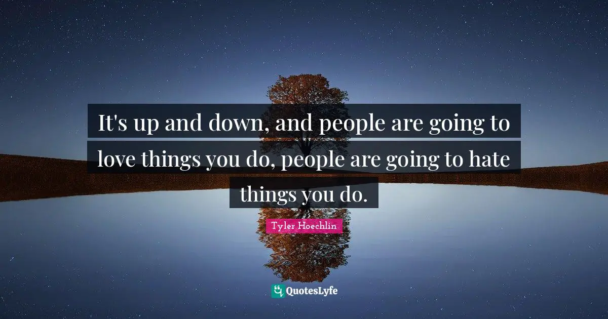 Tyler Hoechlin Quotes: "It's up and down, and people are going to love things you do, people are going to hate things you do."