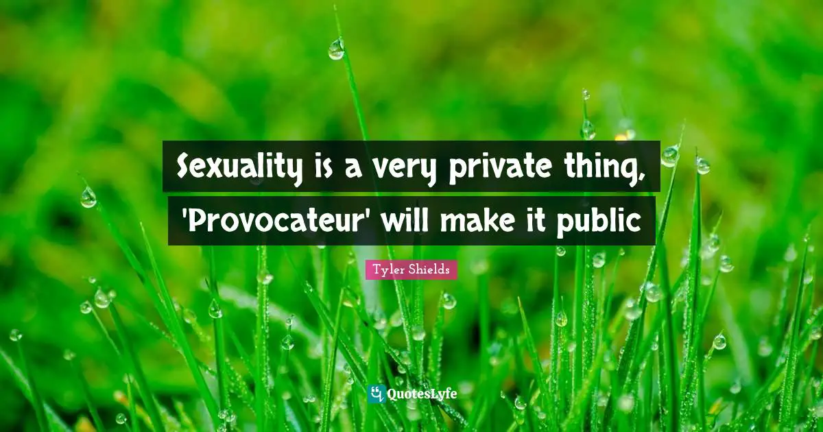 Sexuality is a very private thing, 'Provocateur' will make it public