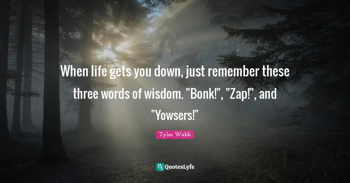 When life gets you down, just remember these three words of wisdom. "Bonk!", "Zap!", and "Yowsers!"