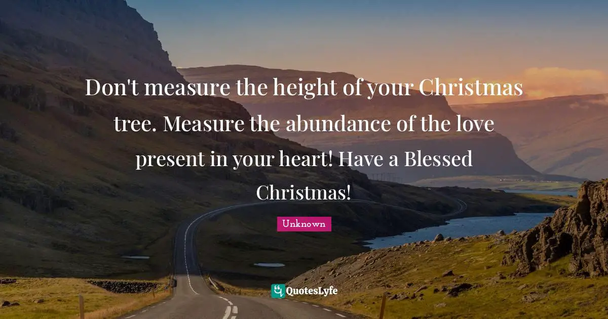 Don't measure the height of your Christmas tree. Measure the abundance of the love present in your heart! Have a Blessed Christmas!
