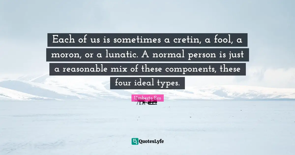 Each of us is sometimes a cretin, a fool, a moron, or a lunatic. A normal person is just a reasonable mix of these components, these four ideal types.