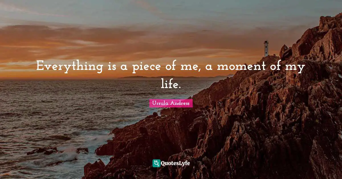 Everything is a piece of me, a moment of my life.