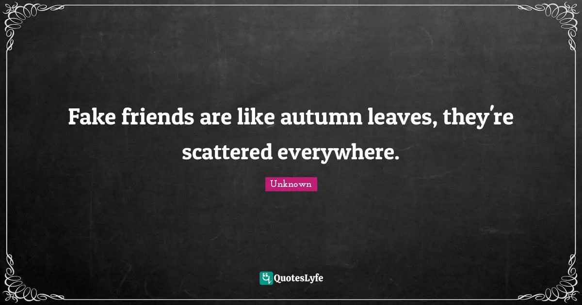 Fake friends are like autumn leaves, they're scattered everywhere.