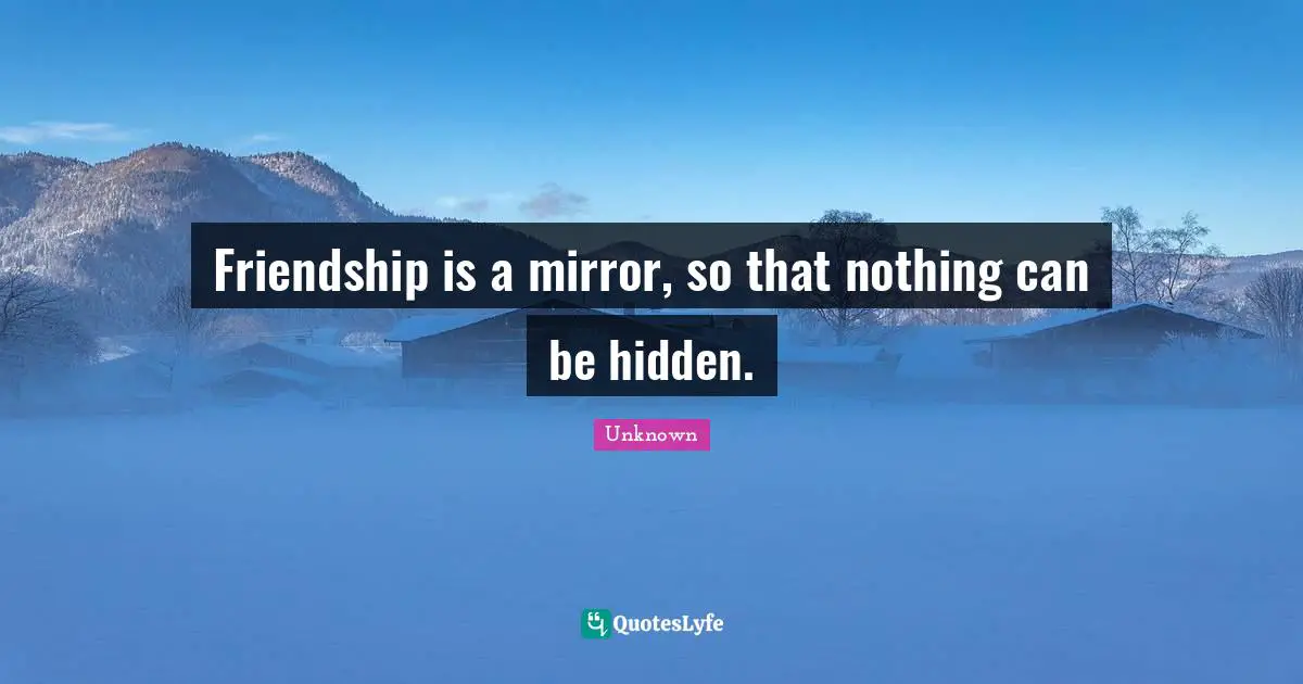 Friendship is a mirror, so that nothing can be hidden.