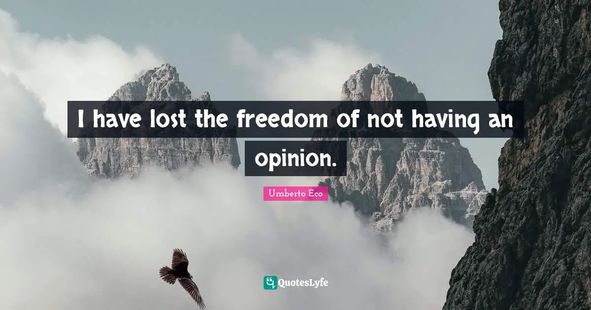 I have lost the freedom of not having an opinion.