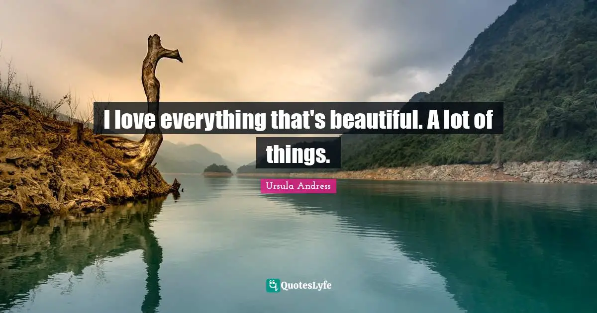 I love everything that's beautiful. A lot of things.