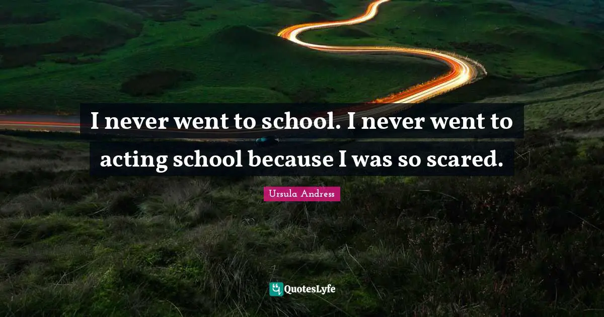 I never went to school. I never went to acting school because I was so scared.