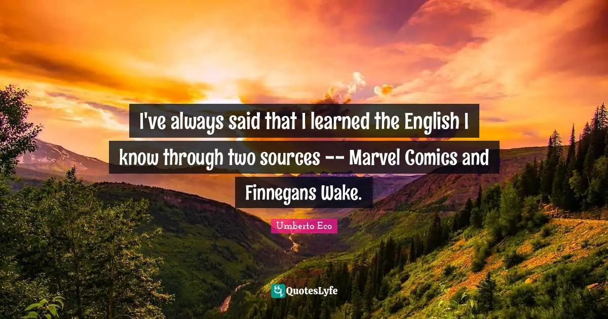 I've always said that I learned the English I know through two sources -- Marvel Comics and Finnegans Wake.