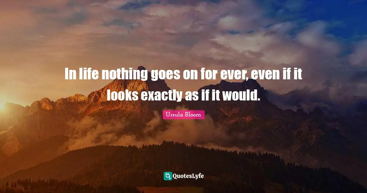 Impermanence Quotes: "In life nothing goes on for ever, even if it looks exactly as if it would."