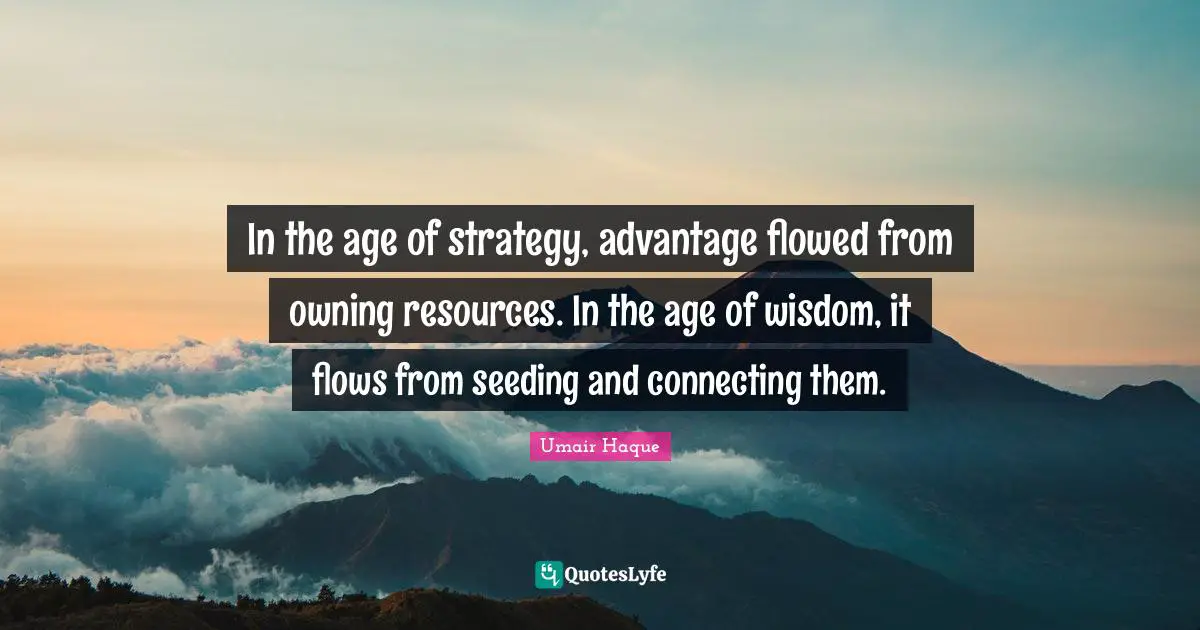 In the age of strategy, advantage flowed from owning resources. In the age of wisdom, it flows from seeding and connecting them.