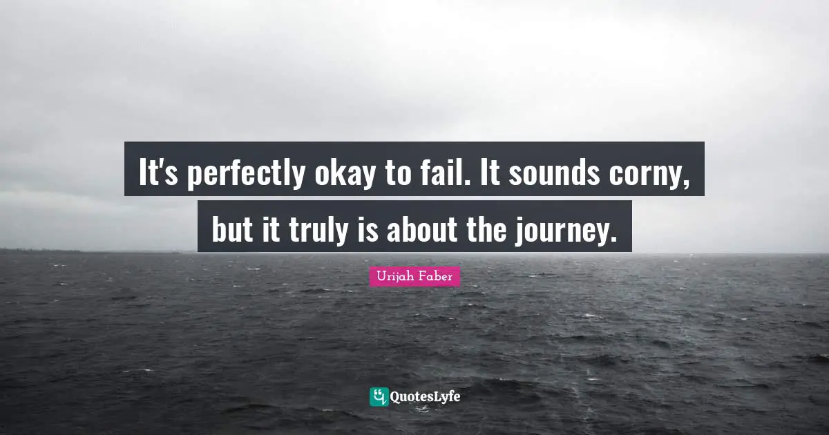 Urijah Faber Quotes: "It's perfectly okay to fail. It sounds corny, but it truly is about the journey."