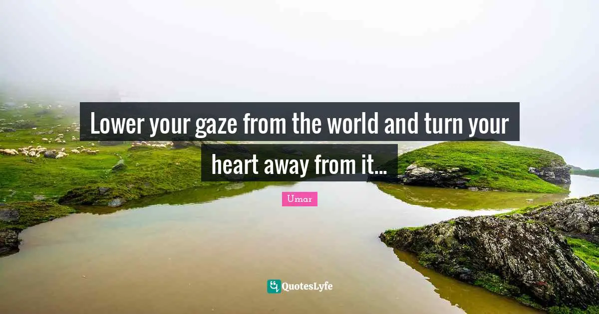 Lower your gaze from the world and turn your heart away from it...