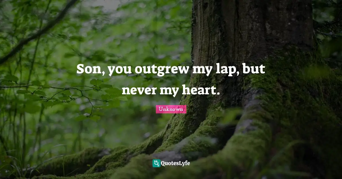 Lap Quotes: "Son, you outgrew my lap, but never my heart."
