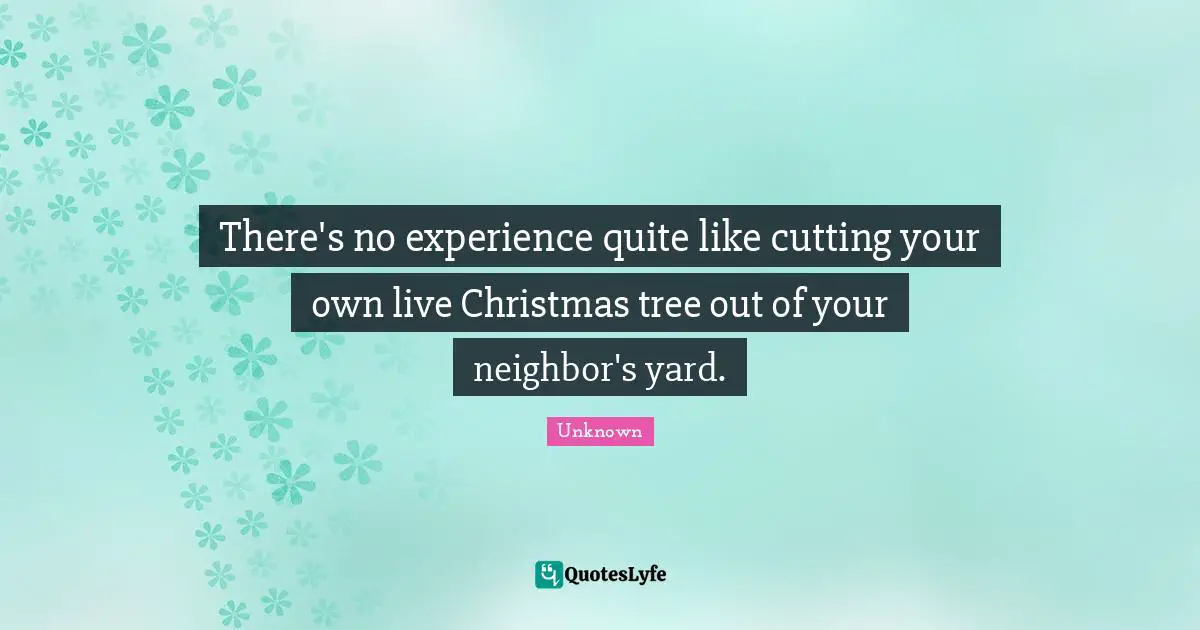 There's no experience quite like cutting your own live Christmas tree out of your neighbor's yard.